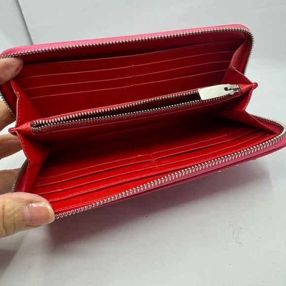 Christian Louboutin Zip Around Studded Pink Wallet 23043 - Picture 4 of 6
